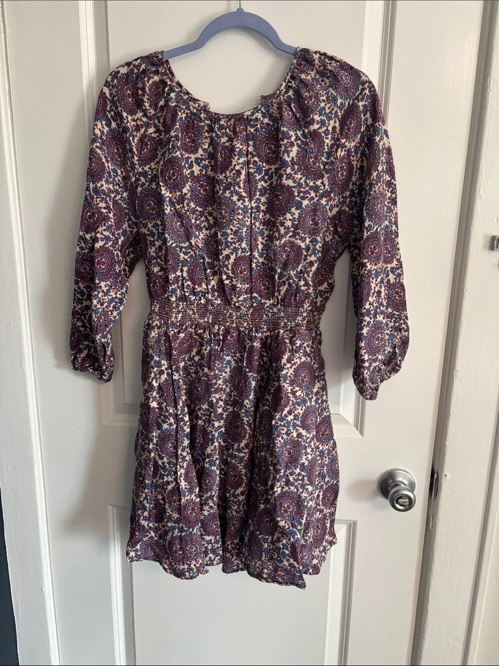 J.Crew Paisley Print Blouse in Cream, Blue and Burgundy
